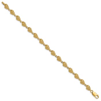 14k Yellow Gold Textured Conch Shell Link Bracelet