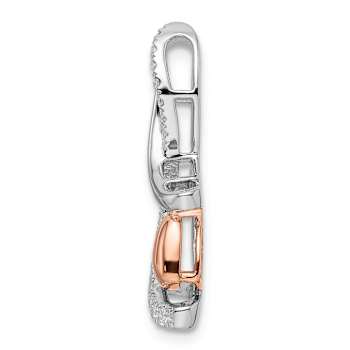 14K Two-tone Gold Diamond Heart Chain Slide Pendant
