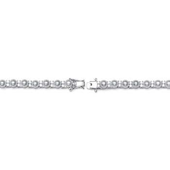 Pear Shape Pearl Simulant Tennis Bracelet In Sterling Silver