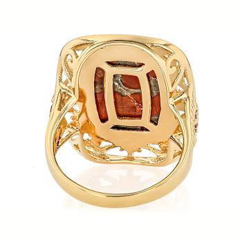 Peanut Obsidian Rectangular Cushion And Andalusite Ring In 18K Gold Over
Sterling Silver 0.21ctw