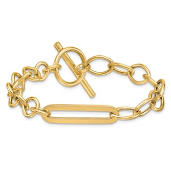 14K Yellow Gold Fancy Link 7.5 Inch Toggle Bracelet