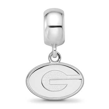 Sterling Silver Rhodium-plated LogoArt University of Georgia XS Dangle Bead