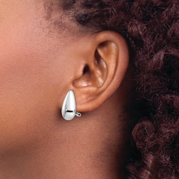 Rhodium Over 14k White Gold Tear Drop Earrings