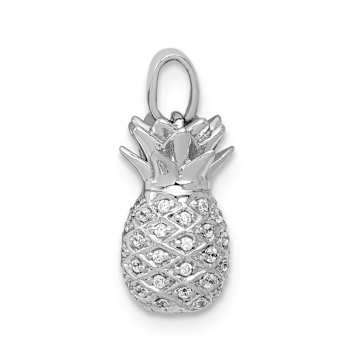 Rhodium Over 14k White Gold Diamond Pineapple Pendant