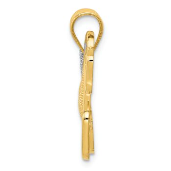 14K Yellow Gold with White Rhodium Filigree Horse Pendant