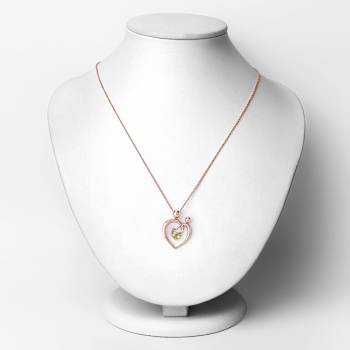 Peridot Mom and Child Interlink Heart 18K Rose Gold Over Sterling Silver
Pendant With Chain