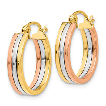 14k Yellow Gold, 14k White Gold and 14k Rose Gold 11/16" Hoop Earrings