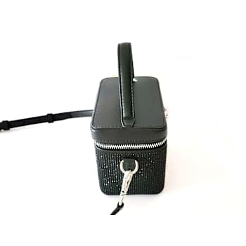 Michael Kors Sandrine Small Box Crossbody Trunk Black Rhinestone Handbag