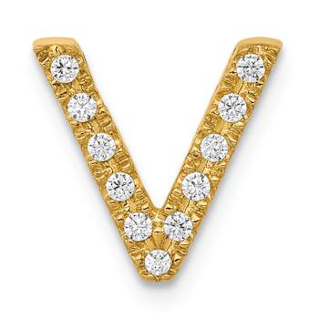 10k Yellow Gold 0.116 cttw Diamond Letter V Initial Charm