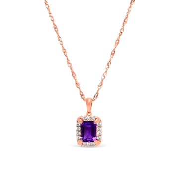 Octagonal Amethyst and Cubic Zirconia 18K Rose Gold Over Sterling Silver
Pendant with chain, 2.13ctw