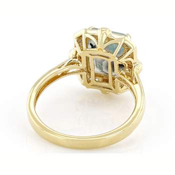 Blue Chalcedony Rectangular Octagonal And White Zircon Ring In 18K Gold
Over Sterling Silver 2.81ctw