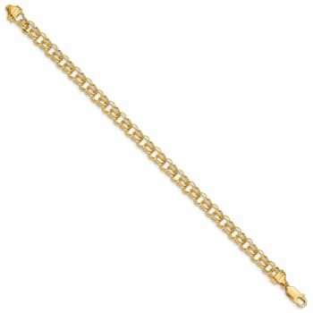 14k Yellow Gold 5.5mm Solid Double Link Charm Bracelet