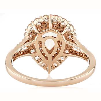 Morganite Pear And White Zircon Ring In 18K Rose Gold Over Sterling
Silver 1.75ctw
