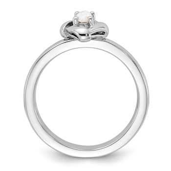 Sterling Silver Stackable Expressions Lab Created Opal Ring 0.09ctw