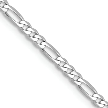 14K White Gold 2.25mm Flat Figaro Chain Necklace
