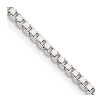 Sterling Silver 2mm Box Chain with 2-inch Extension Necklace