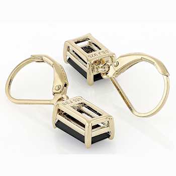 Black Spinel Rectangular Dangle Earrings In 18K Gold Over Sterling
Silver 3.40ctw