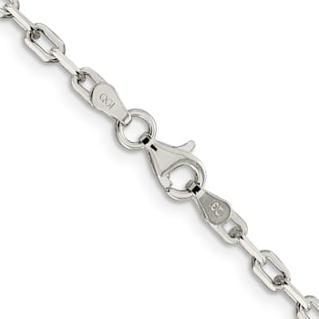 Sterling Silver 2.75mm Elongated Open Link Chain Necklace