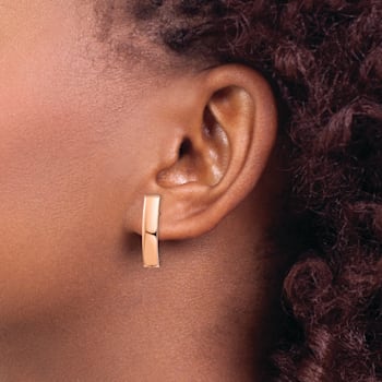 14k Rose Gold Polished Bar Stud Earrings