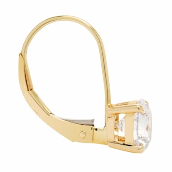 White Cubic Zirconia 14k Yellow Gold Earrings With Velvet Gift Box 1.50ctw