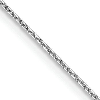 Rhodium Over 14k White Gold 0.8mm Solid Diamond-Cut Round Open Link
Cable 14 Inch Chain