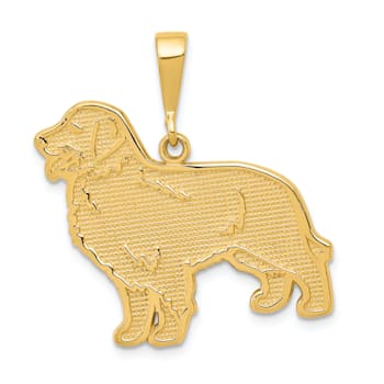 14k Yellow Gold Textured Golden Retriever Pendant