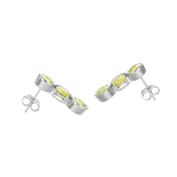Green Cubic Zirconia Platinum Over Silver November Birthstone Earrings 7.76ctw