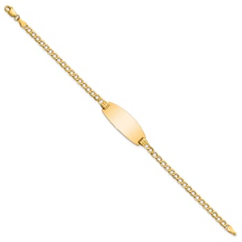 14k Yellow Gold Oval Curb Link ID Bracelet
