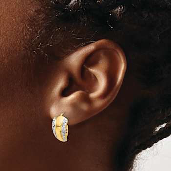 14k Yellow Gold and Rhodium Over 14k Yellow Gold Polished and
Diamond-cut Dangle Earrings