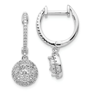 Rhodium Over 14K White Gold Lab Grown Diamond Hinged Hoop Earrings