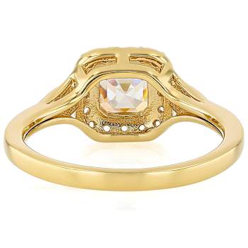Diamond Simulant Square Octagonal And White Zircon Ring In 18K Gold Over
Sterling Silver 1.67ctw