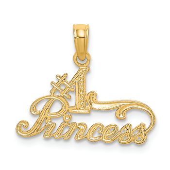 14k Yellow Gold Textured Number 1 Princess Charm