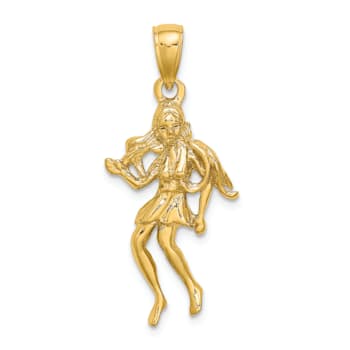 14k Yellow Gold 3D Textured Large Virgo Zodiac pendant