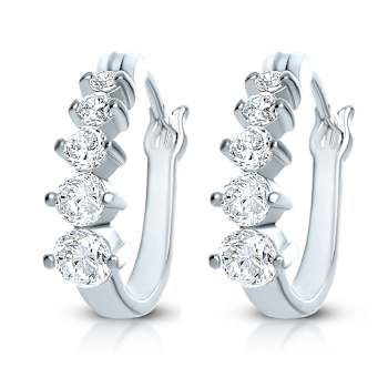 CZ Inside-Out Hoop Earrings In Sterling Silver