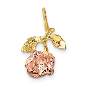 14k Tri-color Gold Textured Rose Chain Slide Pendant