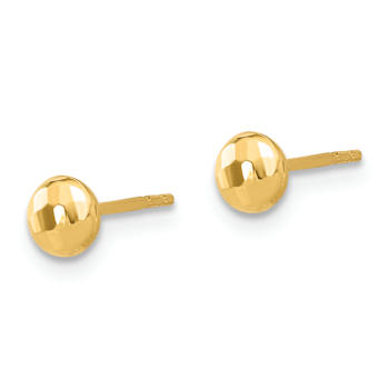 14k Yellow Gold Polished and Diamond-Cut 4.5mm Button Earrings