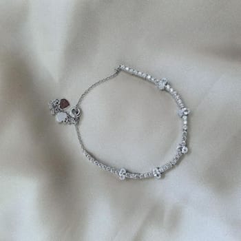 Oval White Zircon Sterling Silver Bolo Bracelet 1.10ctw