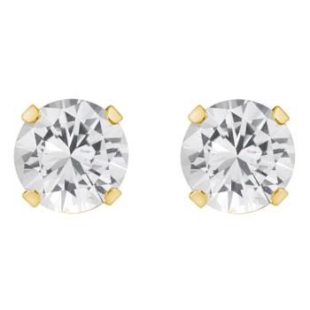 5mm Round White Topaz 10k Yellow Gold Stud Earrings