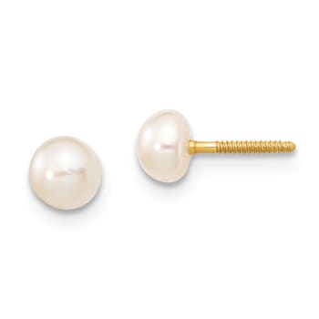 14K Yellow Gold 4-5mm White Freshwater Cultured Pearl Bracelet and
Earring Set