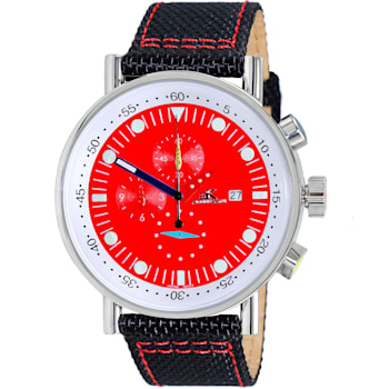 Adee Kaye Men's Cavalier Black Nylon Strap Watch