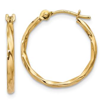 14k Yellow Gold 1/2" Twist Hoop Earrings