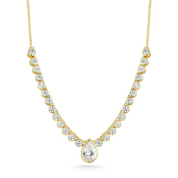 Rachel Zoe CZ Tennis Necklace with Pear Center Stone in 14K Gold Over
Sterling Silver