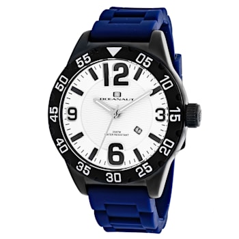 Oceanaut Men's Aqua One White Dial, Blue Silicone Watch