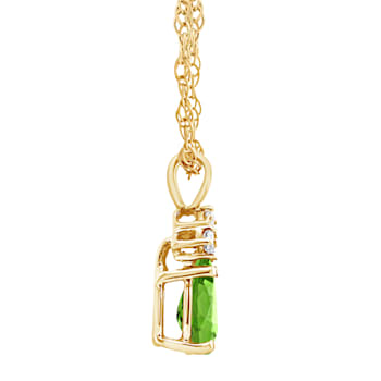7x5mm Pear Shape Peridot with Diamond Accents 14k Yellow Gold Pendant
With Chain