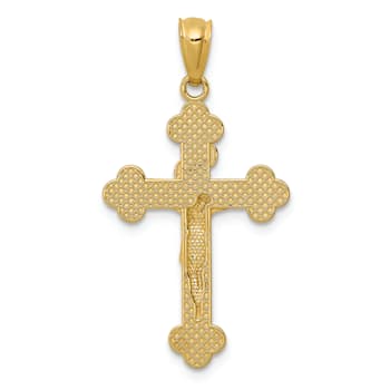 14K Yellow Gold Polished INRI Medium Crucifix Pendant