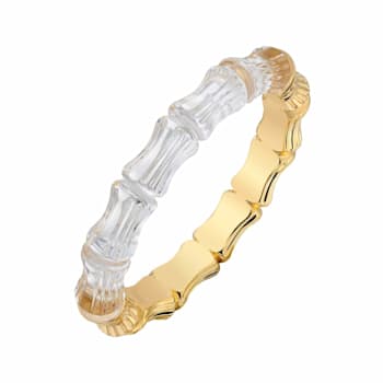 14K Yellow Gold Over Sterling Silver Acrylic Bamboo Bangle in Clear