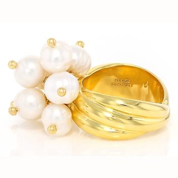 Freshwater Pearl Cluster Ring In 18K Gold Over Bronze