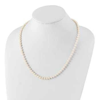 Rhodium Over Sterling Silver 5-6mm White Freshwater Cultured Pearl Necklace
