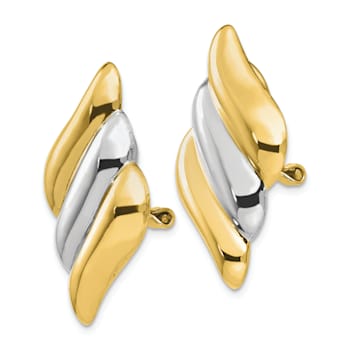 14K Two-tone Gold Non-pierced Stud Earrings