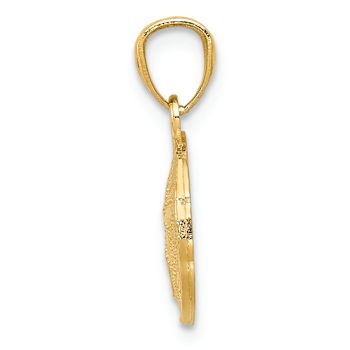 14k Yellow Gold Polished and Textured Sand Dollar Pendant